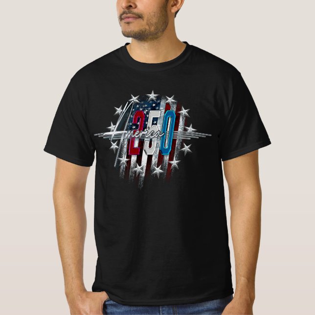 T-SHIRT DRAPEAU AMÉRICAIN CLASSIQUE RÉTRO CHROME AMERICA 2 (Devant)