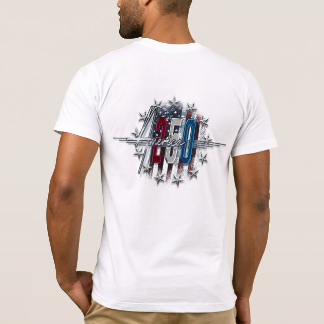 T-SHIRT DRAPEAU AMÉRICAIN CLASSIQUE RÉTRO CHROME AMERICA 2 (Dos)