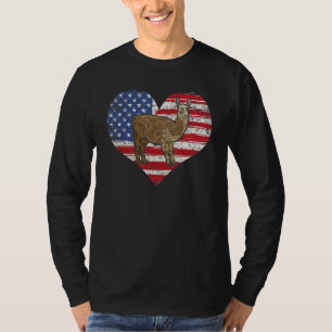 T-shirt Drapeau américain cœur de lama 4 juillet drapeau U
