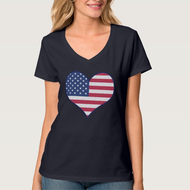 T-shirt Drapeau américain Coeur patriotique (Devant)