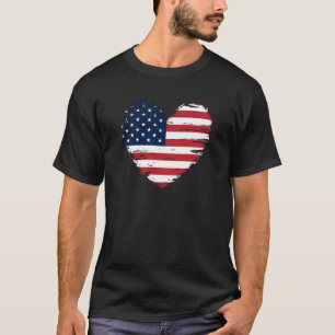 T-shirt Drapeau américain cœur patriotique amour 4 juillet