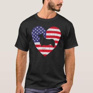 T-shirt Drapeau Américain Cœur Welsh Corgi 4 Juillet États