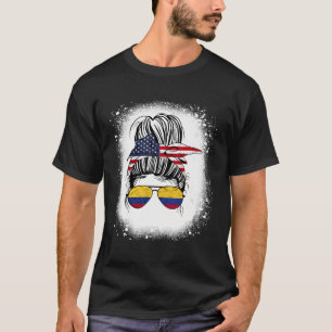 T-shirt Drapeau américain colombien demi fille Usa Colombi