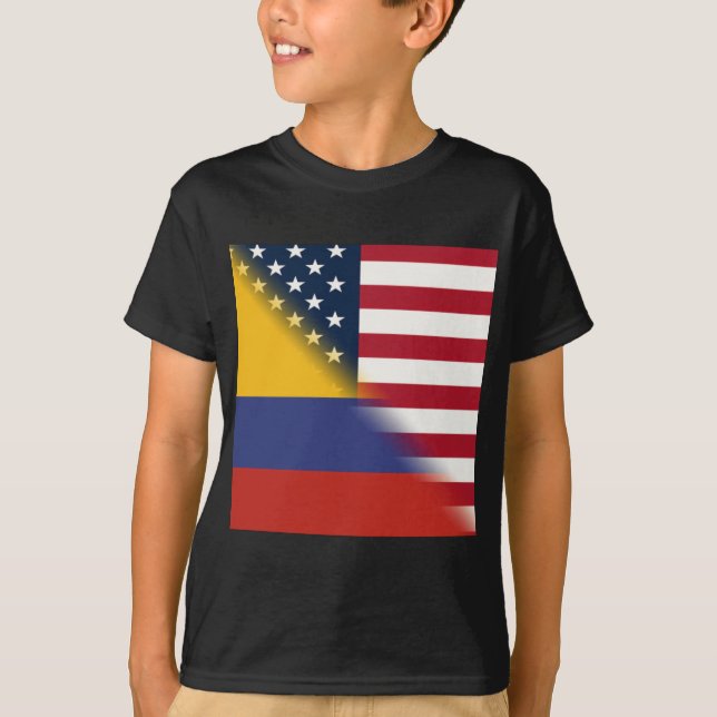 T-shirt Drapeau américain colombien | Half Colombia USA (Devant)