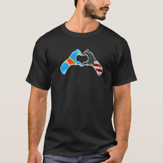 T-shirt Drapeau américain congolais Drapeau américain cong