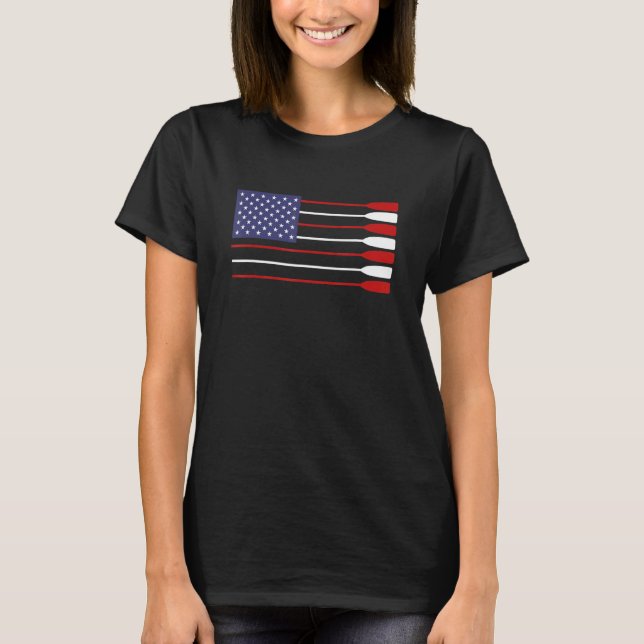 T-shirt Drapeau américain cool à rames à aubes (Devant)
