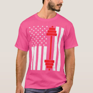 T-shirt Drapeau américain cool Barbell Entraînement