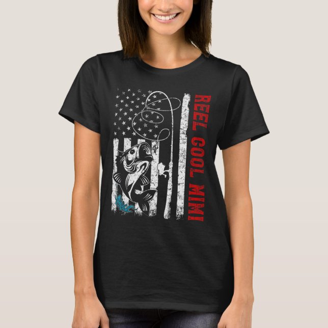 T-shirt Drapeau américain Cool de rouleaux de pêche Mimi P (Devant)