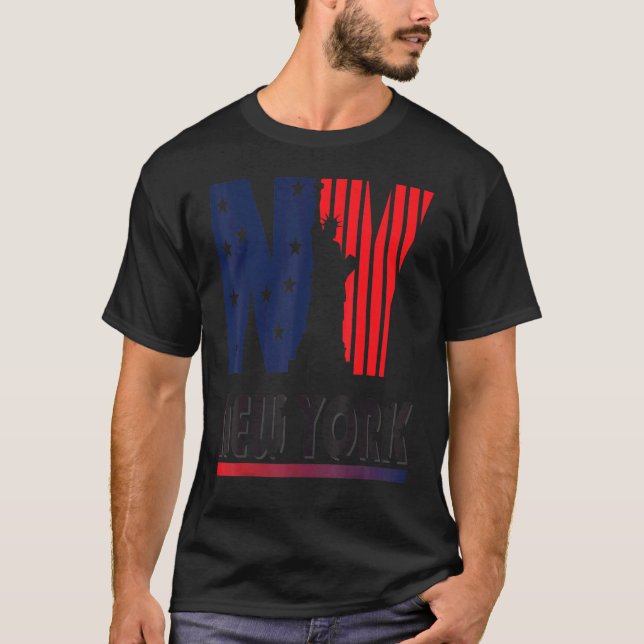 T-shirt Drapeau américain Cool d'idées de New York (Devant)