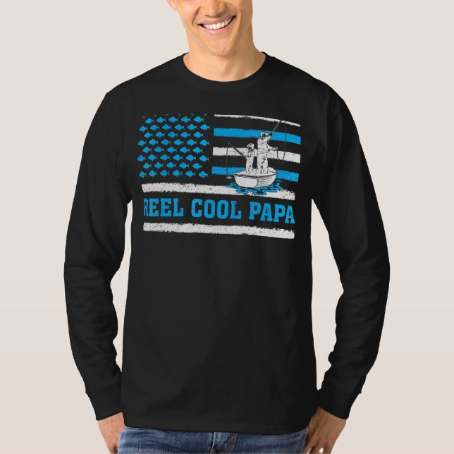 T-shirt Drapeau américain Cool Pêche Papa Père's (Devant)
