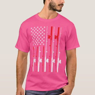 T-shirt Drapeau américain cool Pêche Rod Pêche
