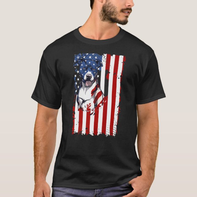 T-shirt Drapeau américain cool Pitbull Pitbulls Amérique (Devant)