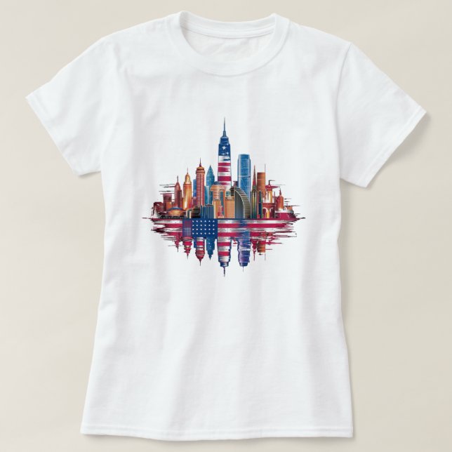 T-shirt drapeau américain couleur New York City (Design devant)