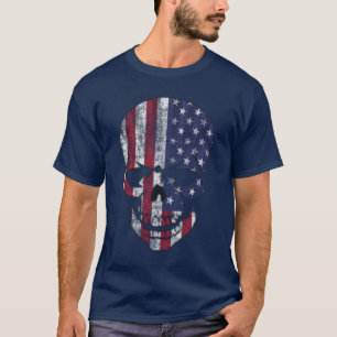T-shirt Drapeau américain crâne en détresse