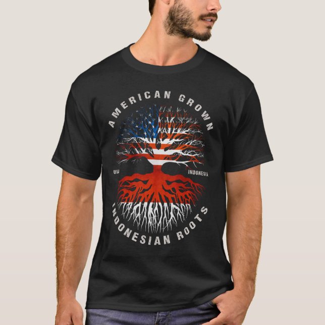 T-shirt Drapeau Américain Cultivé Indonésie Racines Indoné (Devant)