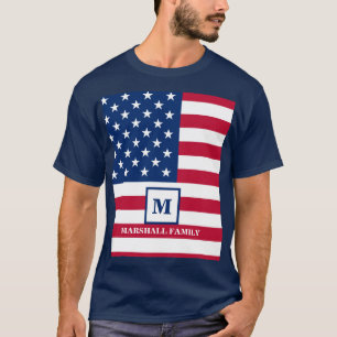 T-shirt Drapeau américain Customisé Monogramme 4 juillet