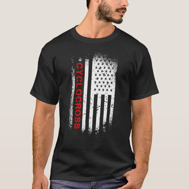 T-shirt Drapeau américain Cyclocross (Devant)