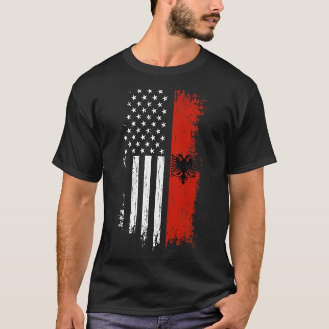 T-shirt Drapeau américain d'Albanie (Devant)
