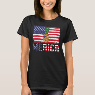 T-shirt Drapeau américain d'ananas hawaïen Lunettes de sol