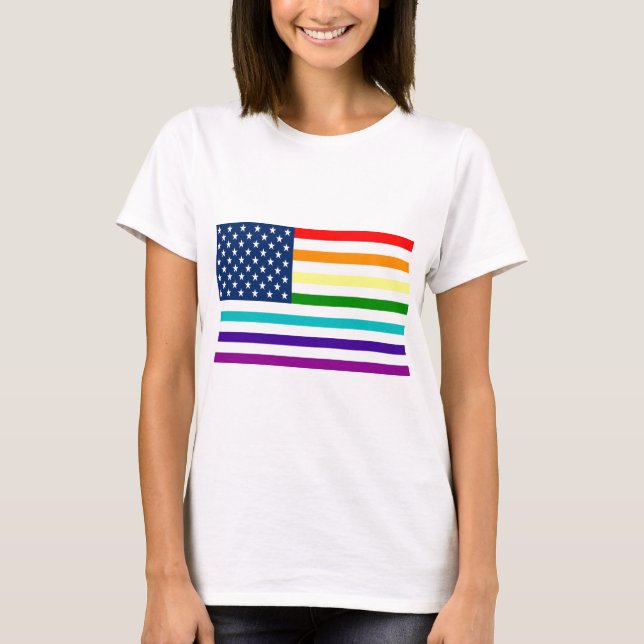 T-shirt Drapeau américain d'arc-en-ciel (Devant)
