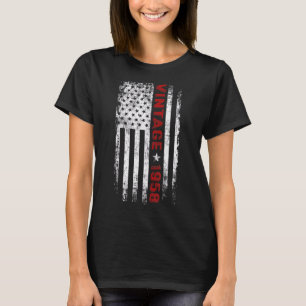 T-shirt Drapeau américain de 65 ans Vintage 1958 65e naiss