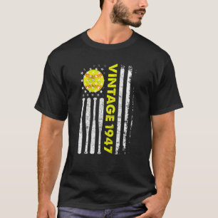 T-shirt Drapeau américain de 75 ans Vintage 1947 75e naiss