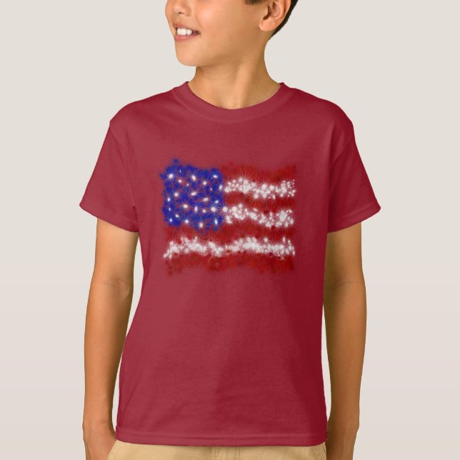 T-shirt Drapeau américain de bannière étoilée de feux (Devant)
