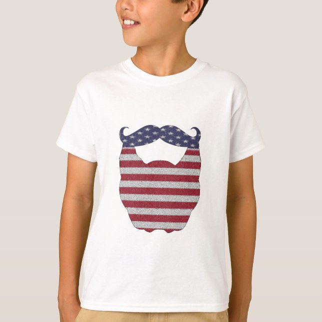 T-shirt Drapeau américain de barbe et de moustache (Devant)