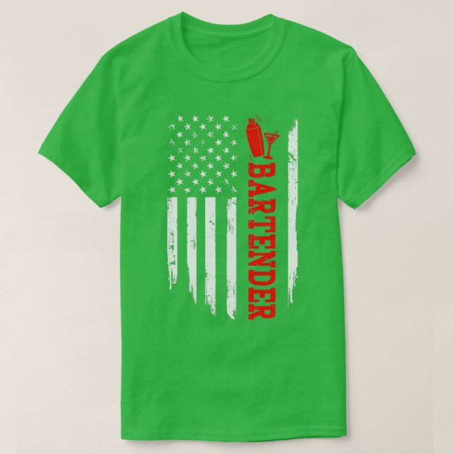 T-SHIRT DRAPEAU AMÉRICAIN DE BARTENDER (Design devant)