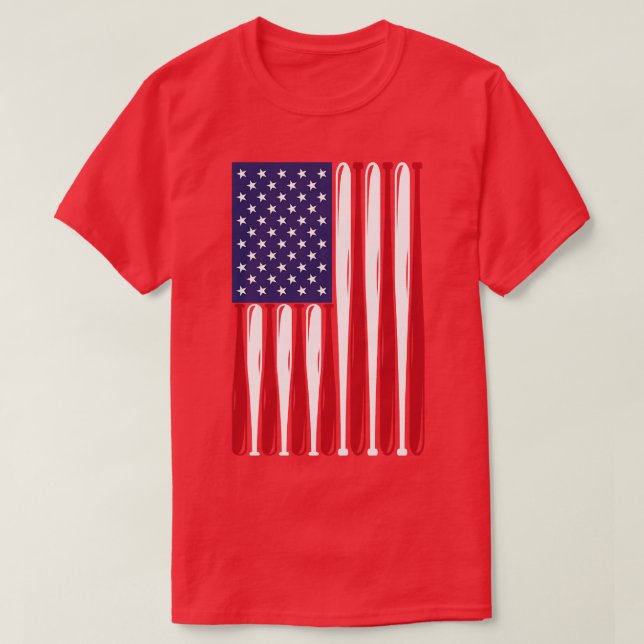 T-shirt Drapeau américain de baseball (Design devant)