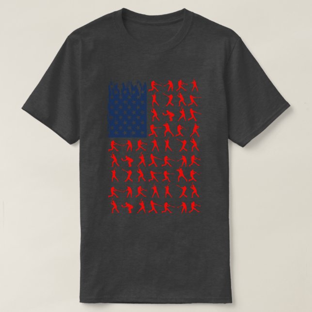 T-shirt Drapeau américain de baseball (Design devant)