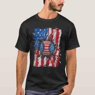T-shirt Drapeau américain de baseball 4 juillet hommes amé