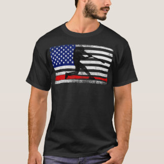T-shirt Drapeau américain de baseball cadeaux joueur de ba