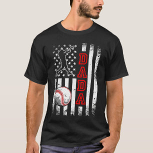 T-shirt Drapeau américain de baseball Dada Baseball Vintag