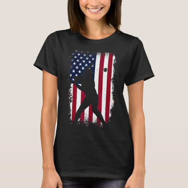 T-shirt Drapeau Américain De Baseball Fans Hommes Vinta (Devant)