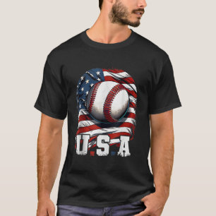 T-shirt Drapeau américain de baseball I 4 juillet patrioti