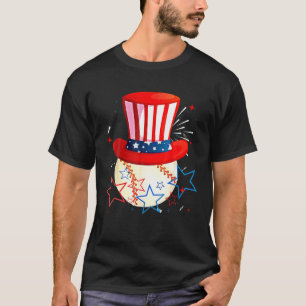 T-shirt Drapeau américain de baseball Oncle Sam 4 juillet 