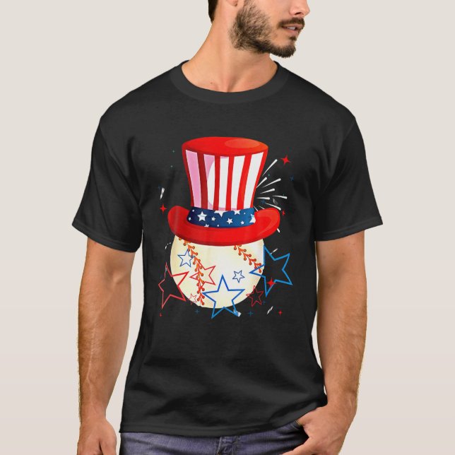 T-shirt Drapeau américain de baseball Oncle Sam 4 juillet  (Devant)