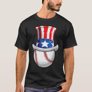 T-shirt Drapeau américain de baseball Oncle Sam 4 juillet 