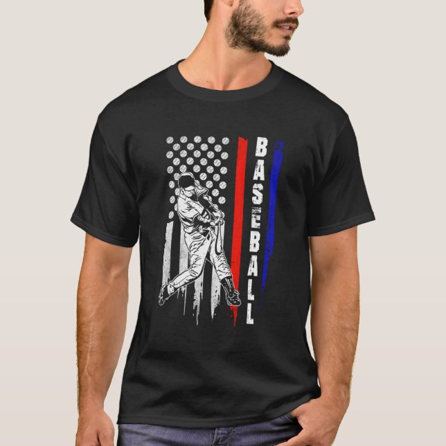 T-shirt Drapeau Américain De Baseball Pitcher Usa Pitcher  (Devant)