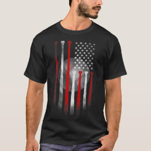 T-shirt Drapeau américain de baseball vintage