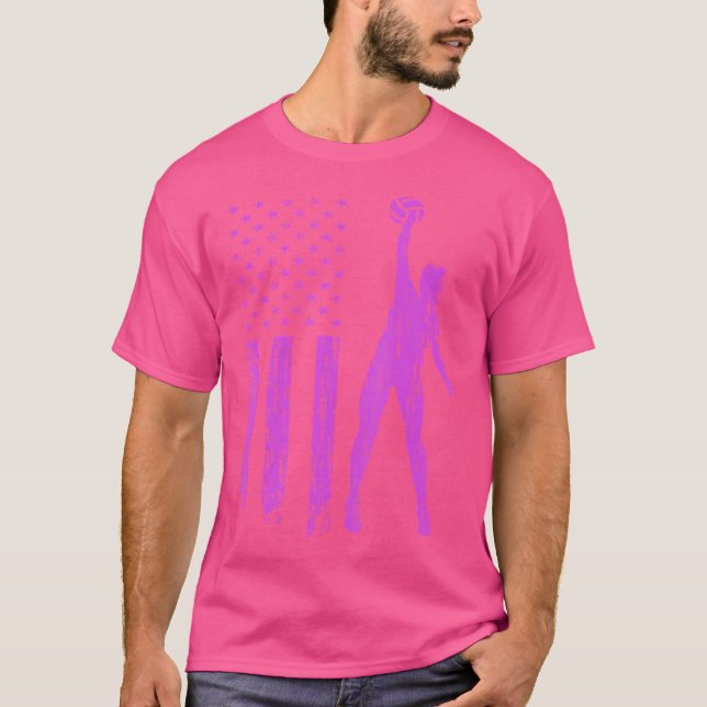 T-shirt Drapeau américain de beach volley-ball (Devant)