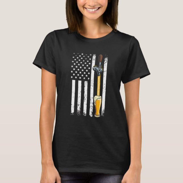 T-shirt Drapeau américain de bière d'artisanat US 4 Juille (Devant)
