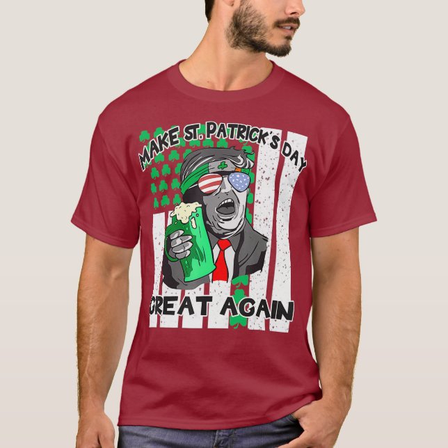 T-shirt Drapeau américain de bière Jour de la Saint Patric (Devant)