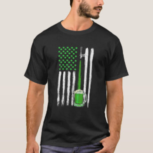 T-shirt Drapeau américain de bière verte Jour de la Saint