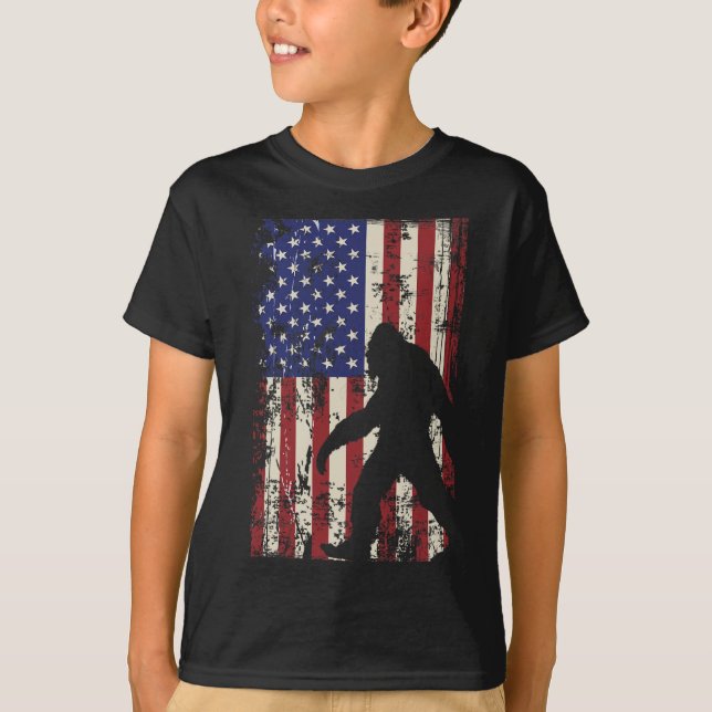 T-shirt Drapeau américain de Bigfoot 4 juillet patriotique (Devant)