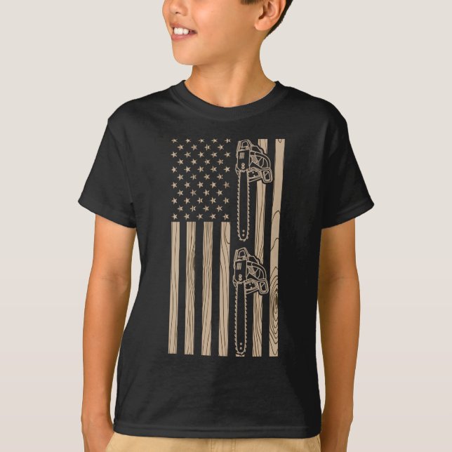 T-shirt Drapeau américain de bois de bûcheron Indépendance (Devant)
