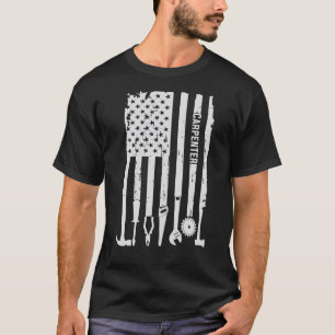 T-shirt Drapeau américain de charpentier de travail du