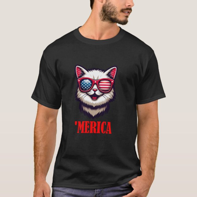 T-shirt Drapeau américain de Chartreux 4 juillet (Devant)
