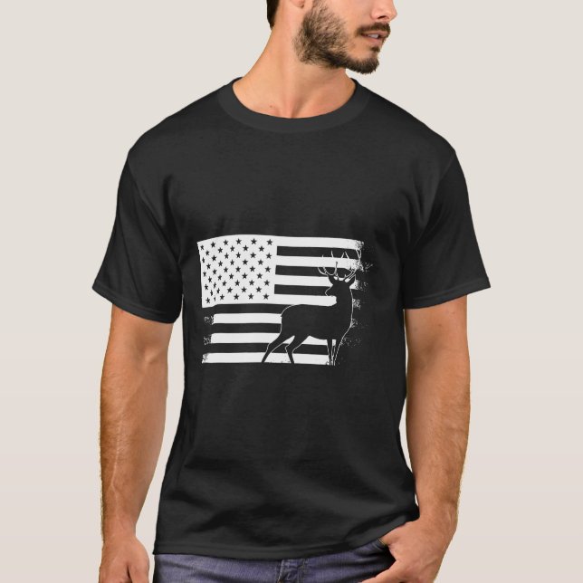 T-shirt Drapeau américain de chasse aux cerfs (Devant)